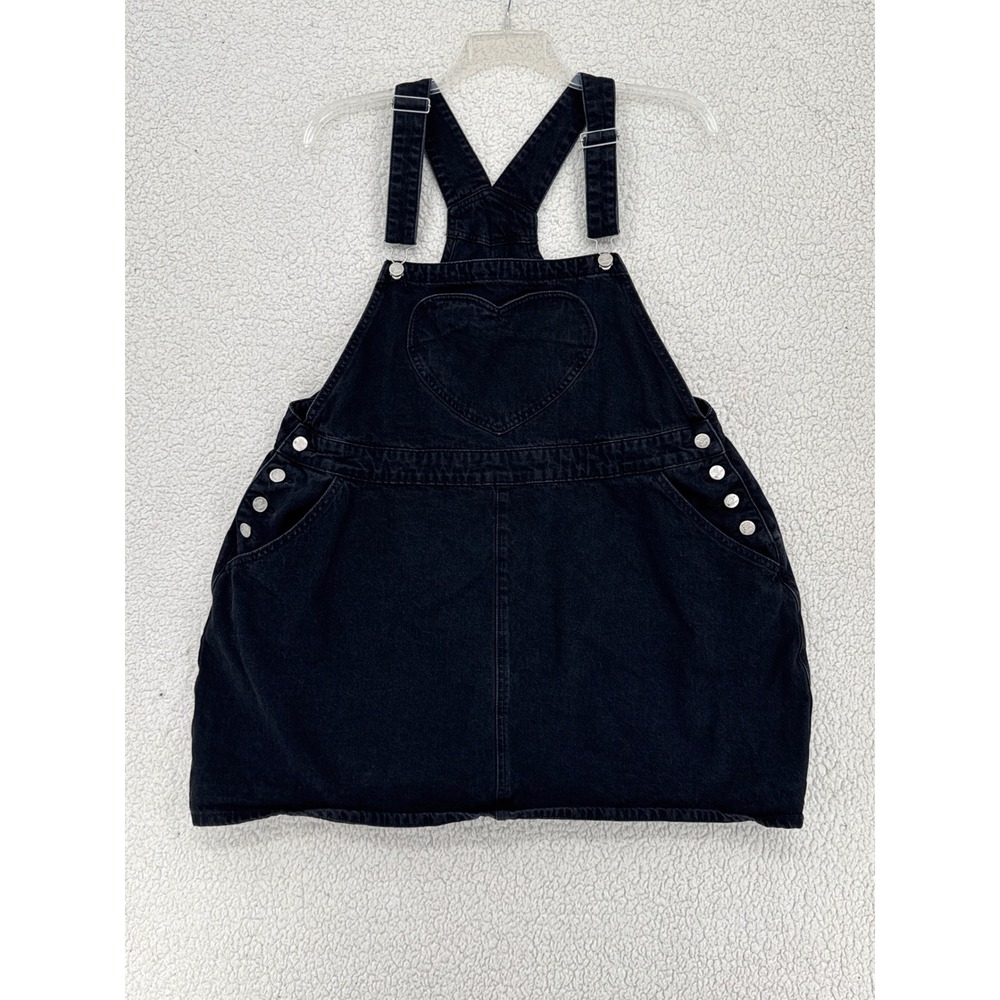 Black Denim Heart Pinafore Mini Dress